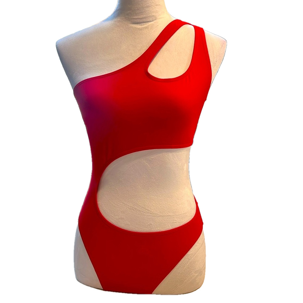 NWT women’s sexy cut out one shoulder, high cut one piece, swimsuit, Sz Medium